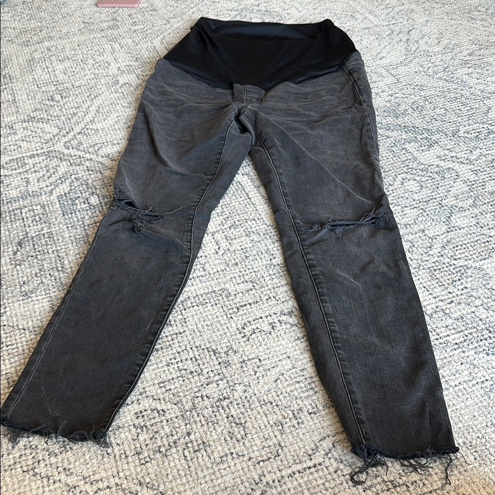 Madewell Gray Jeggings with Distressed Hem